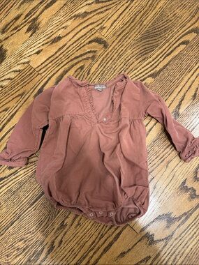 Emile et Ida Long-Sleeve Rust Brown Baby Bodysuit